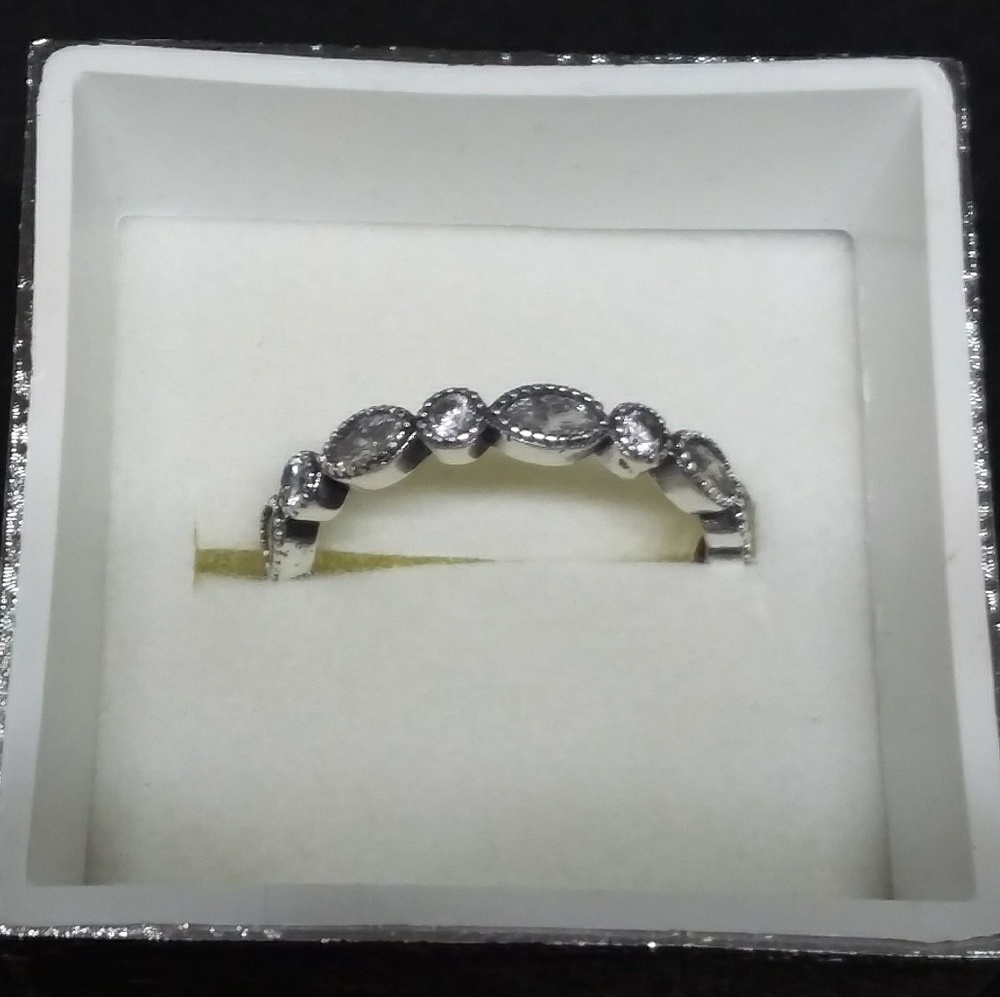 Cubic Zirconia Rhodium Plated Ring